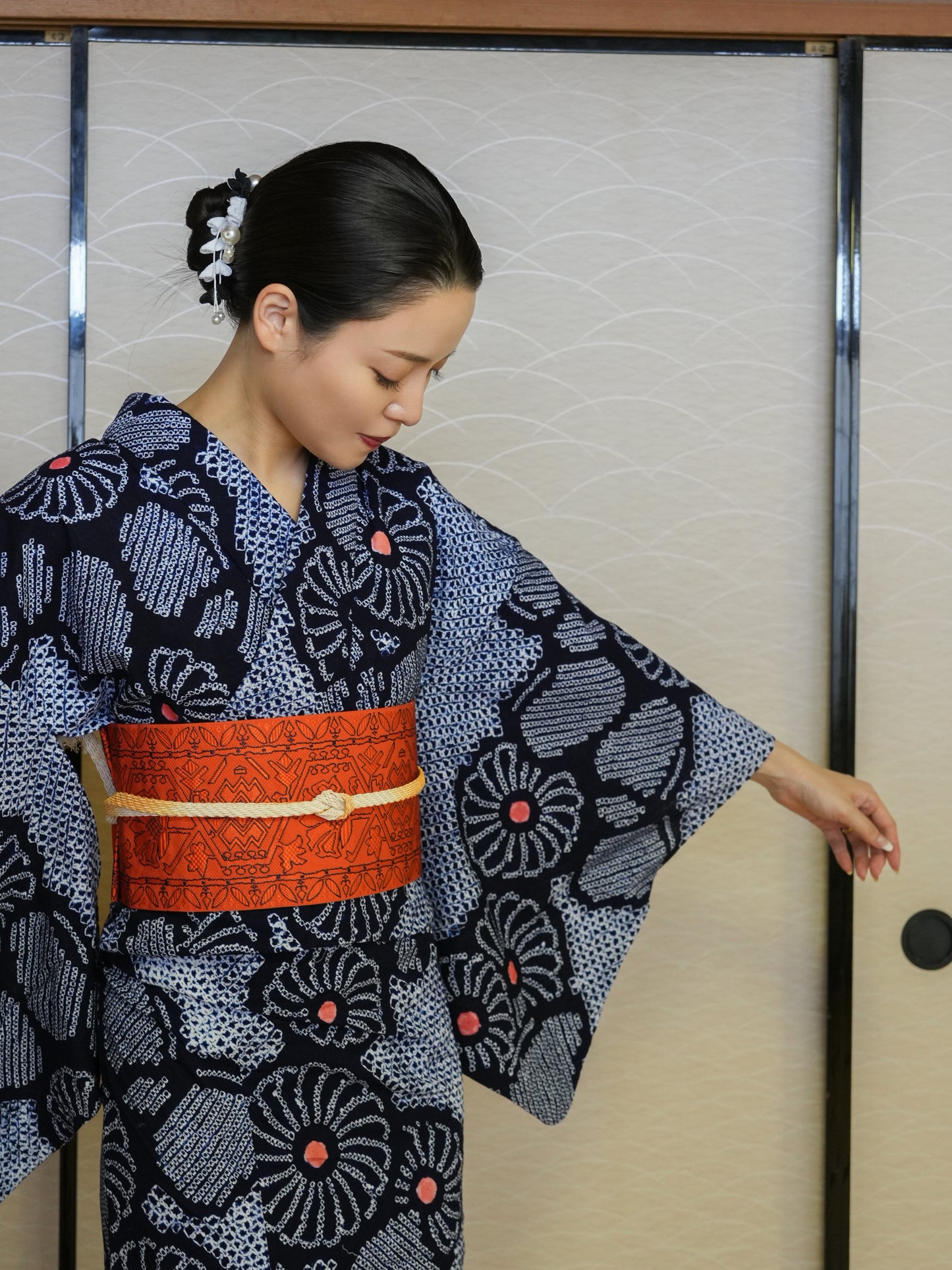 【3点セット】大人のセパレート浴衣|有松鳴海絞り|身長155-166cm| "Virae"