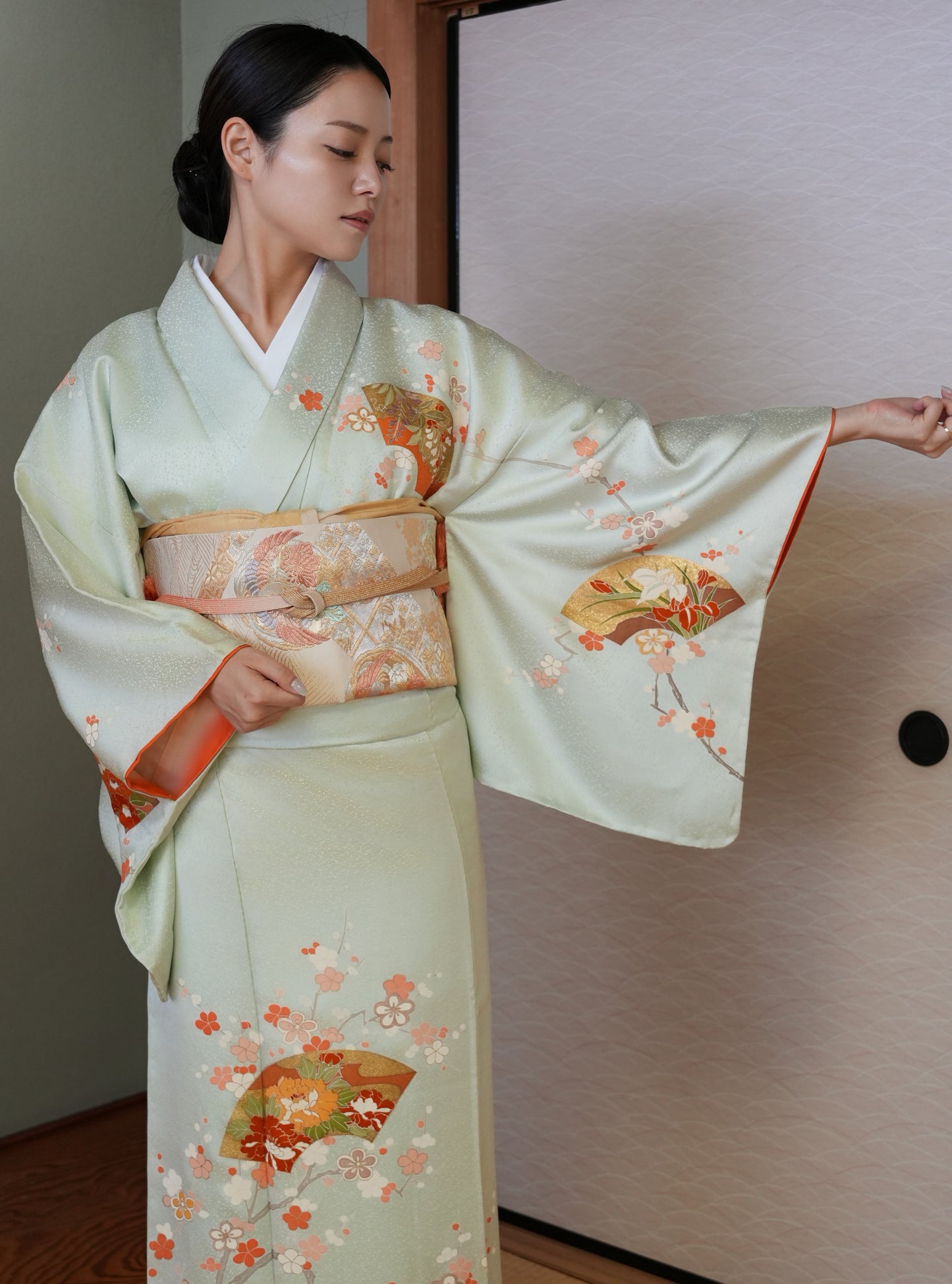 【レンタル】友禅 訪問着 11点フルセット | 身長155-171cm | セパレート着物 | 送料無料 | "Ravon"