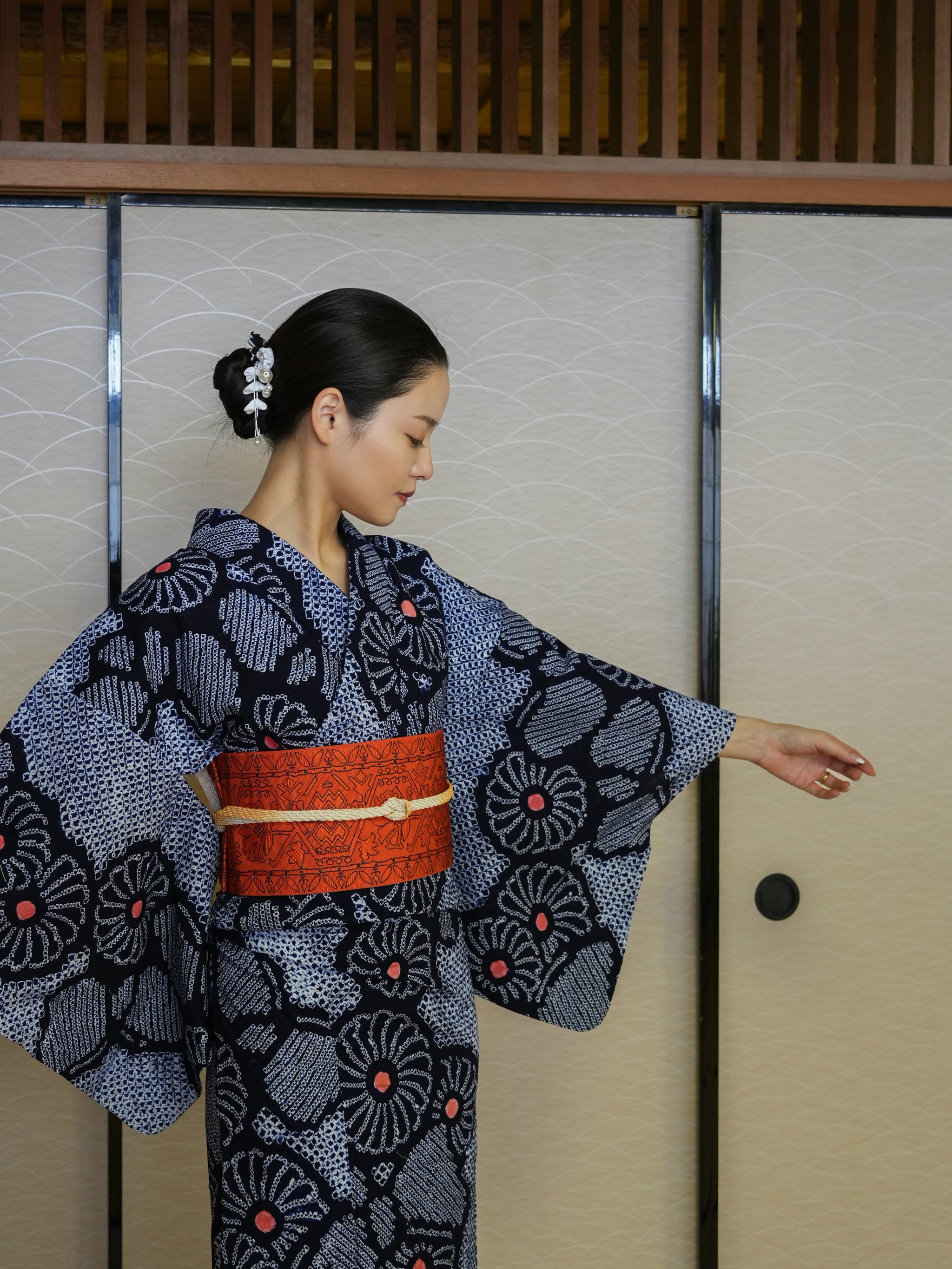 【３点セット】大人のセパレート浴衣｜有松鳴海絞り｜身長155-166cm｜ 