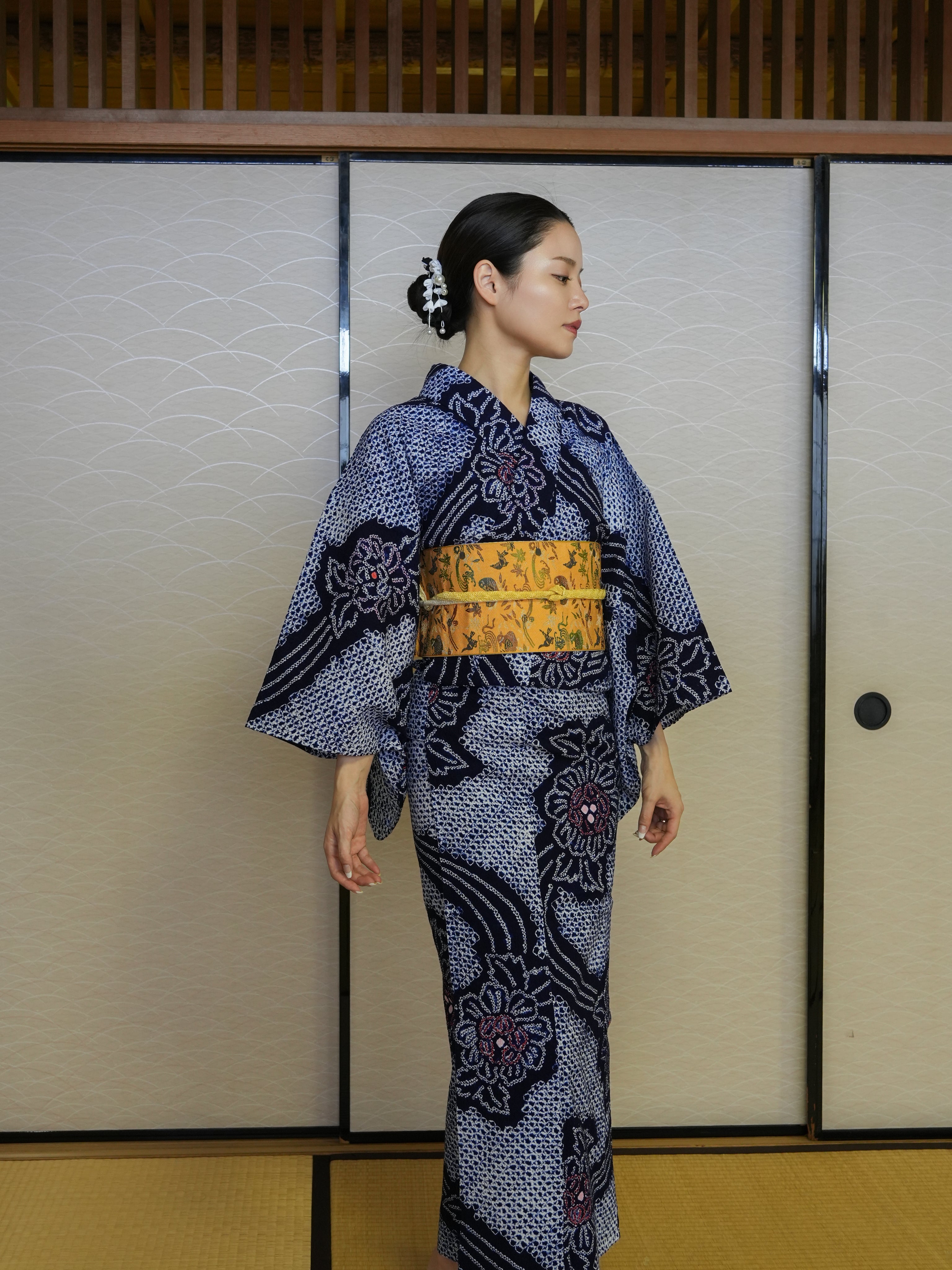 【３点セット】大人のセパレート浴衣｜有松鳴海絞り｜身長155-166cm｜ 