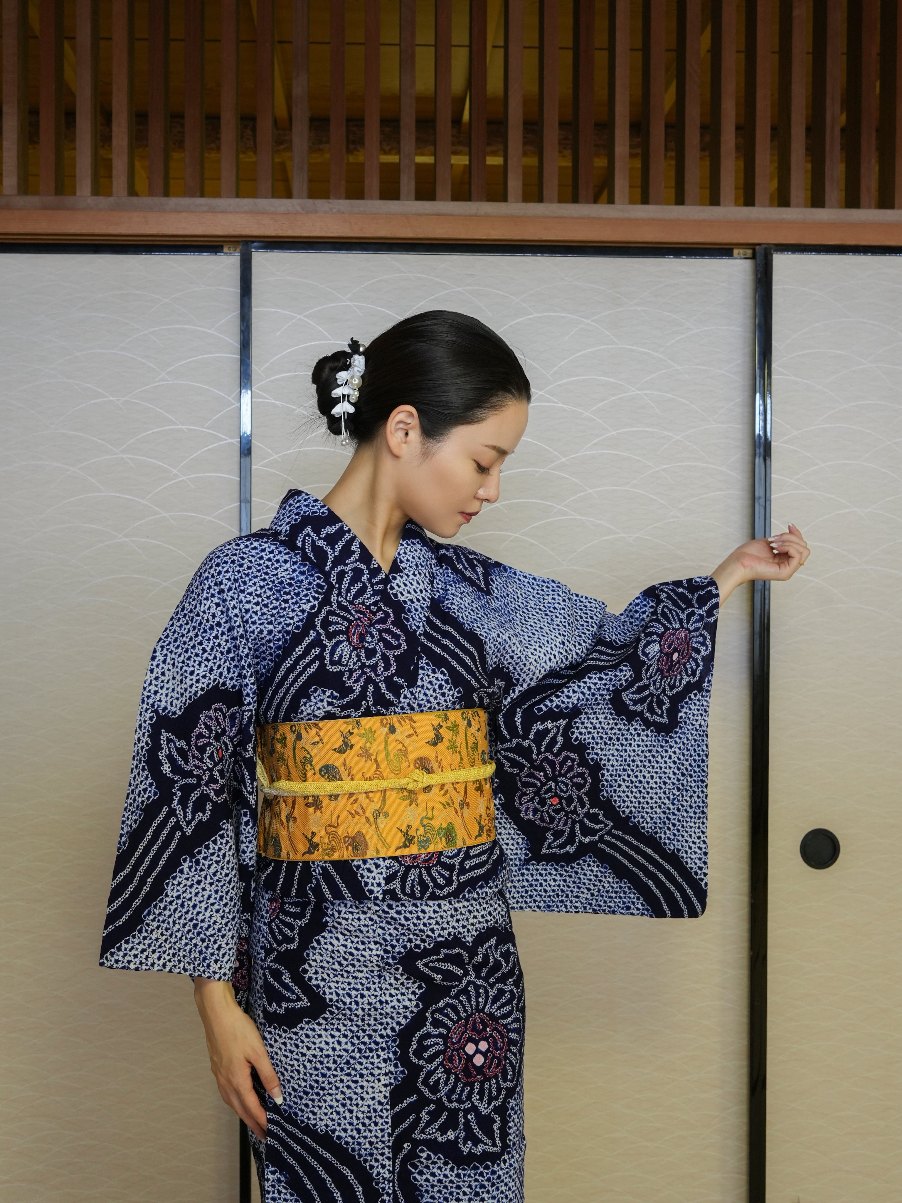 【３点セット】大人のセパレート浴衣｜有松鳴海絞り｜身長155-166cm｜ 