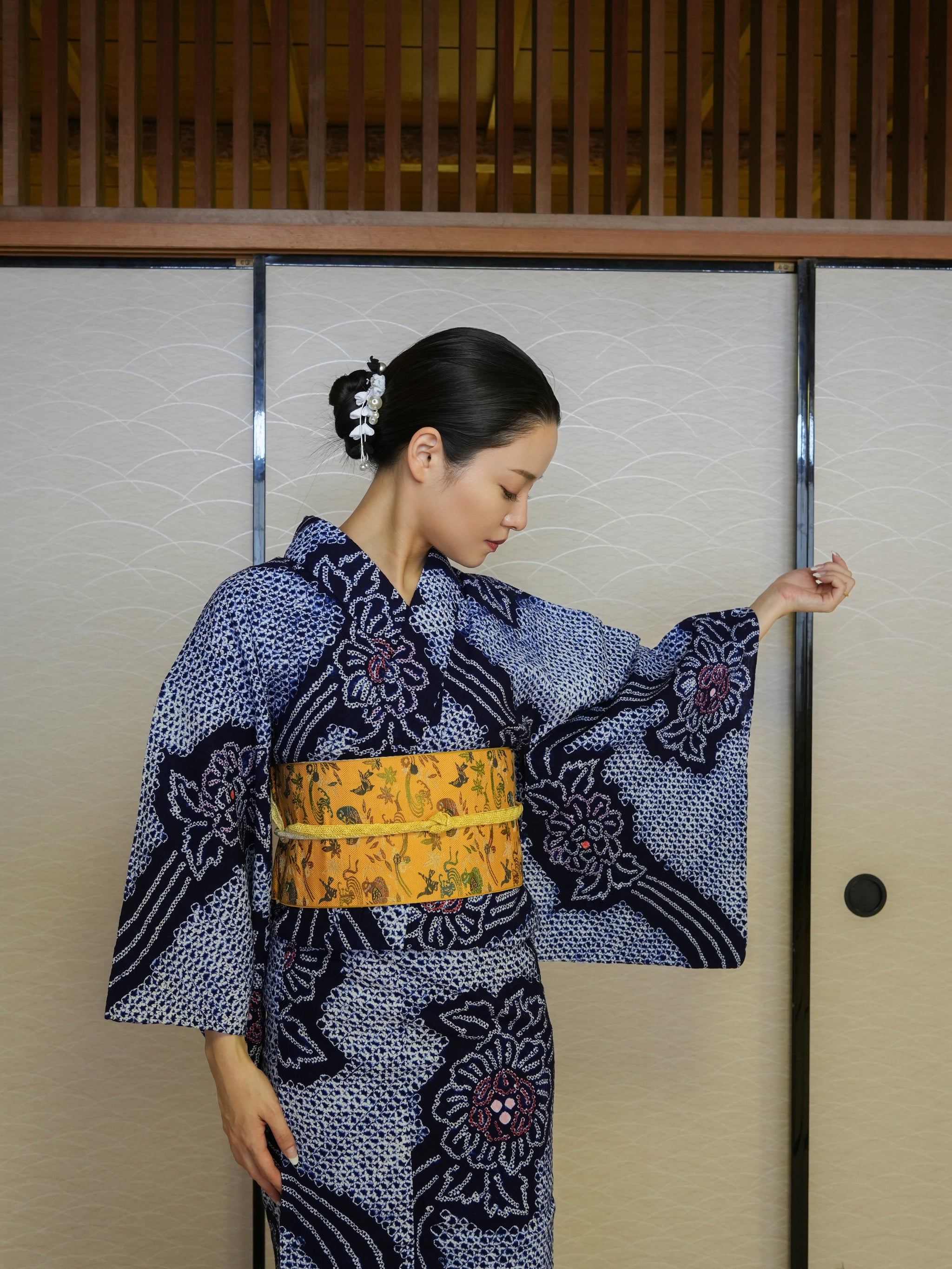 【３点セット】大人のセパレート浴衣｜有松鳴海絞り｜身長155-166cm｜ 