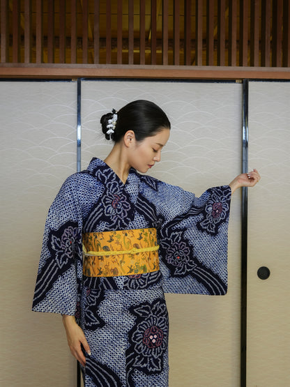 【３点セット】大人のセパレート浴衣｜有松鳴海絞り｜身長155-166cm｜ "Riven"