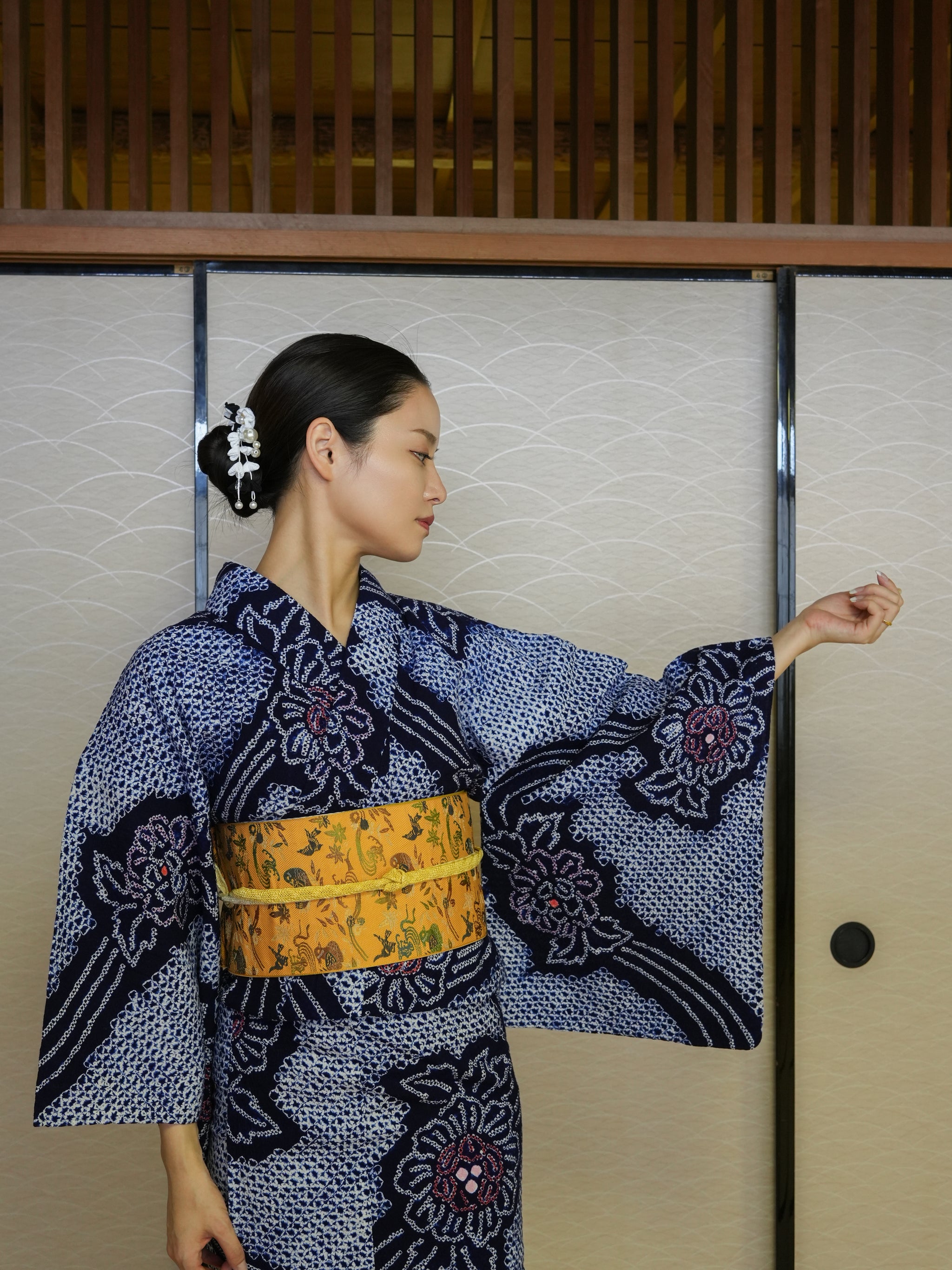 【３点セット】大人のセパレート浴衣｜有松鳴海絞り｜身長155-166cm｜ 