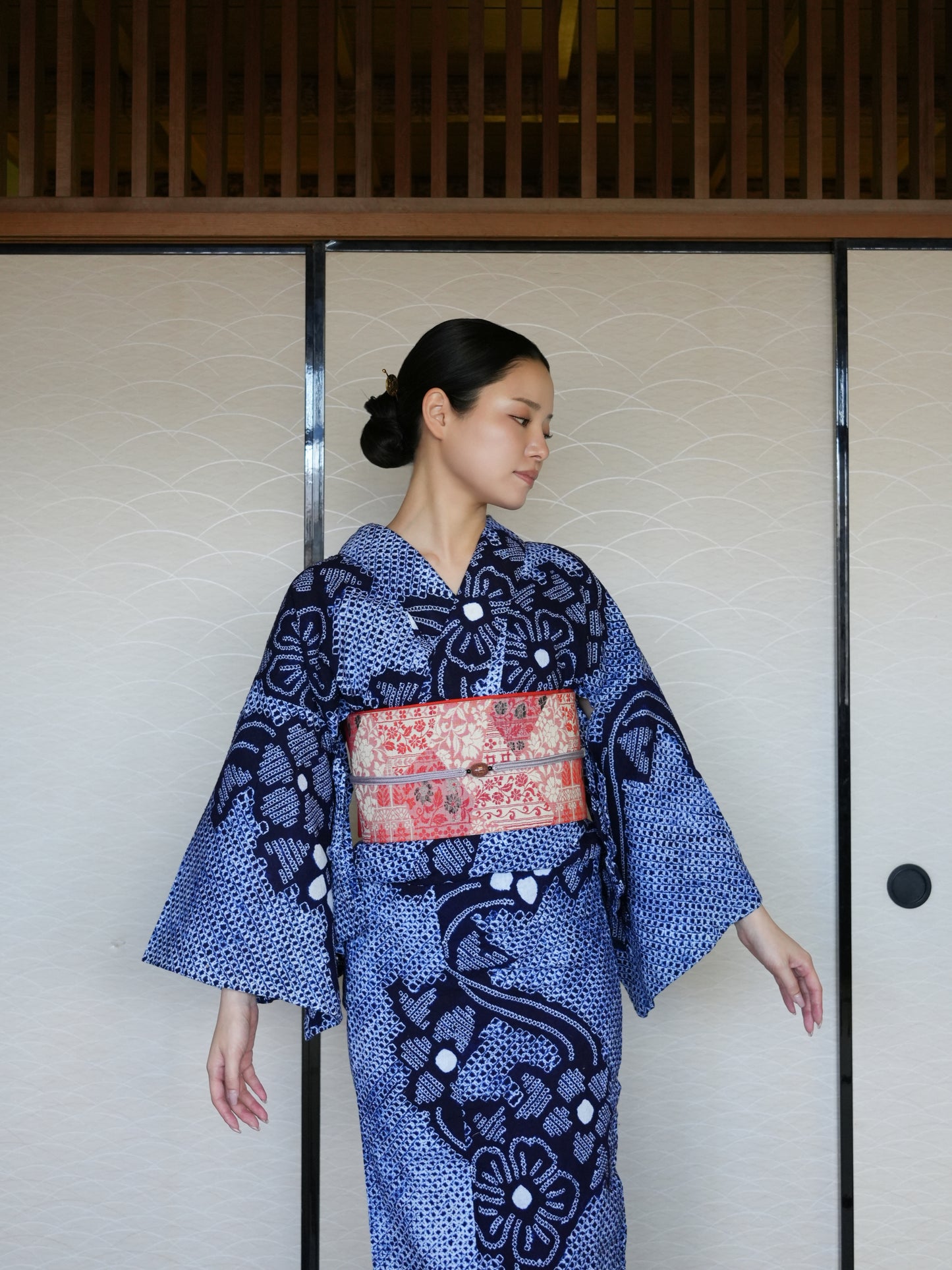 大人のセパレート浴衣４点セット｜有松鳴海絞り｜身長150-165.5cm｜Zivon