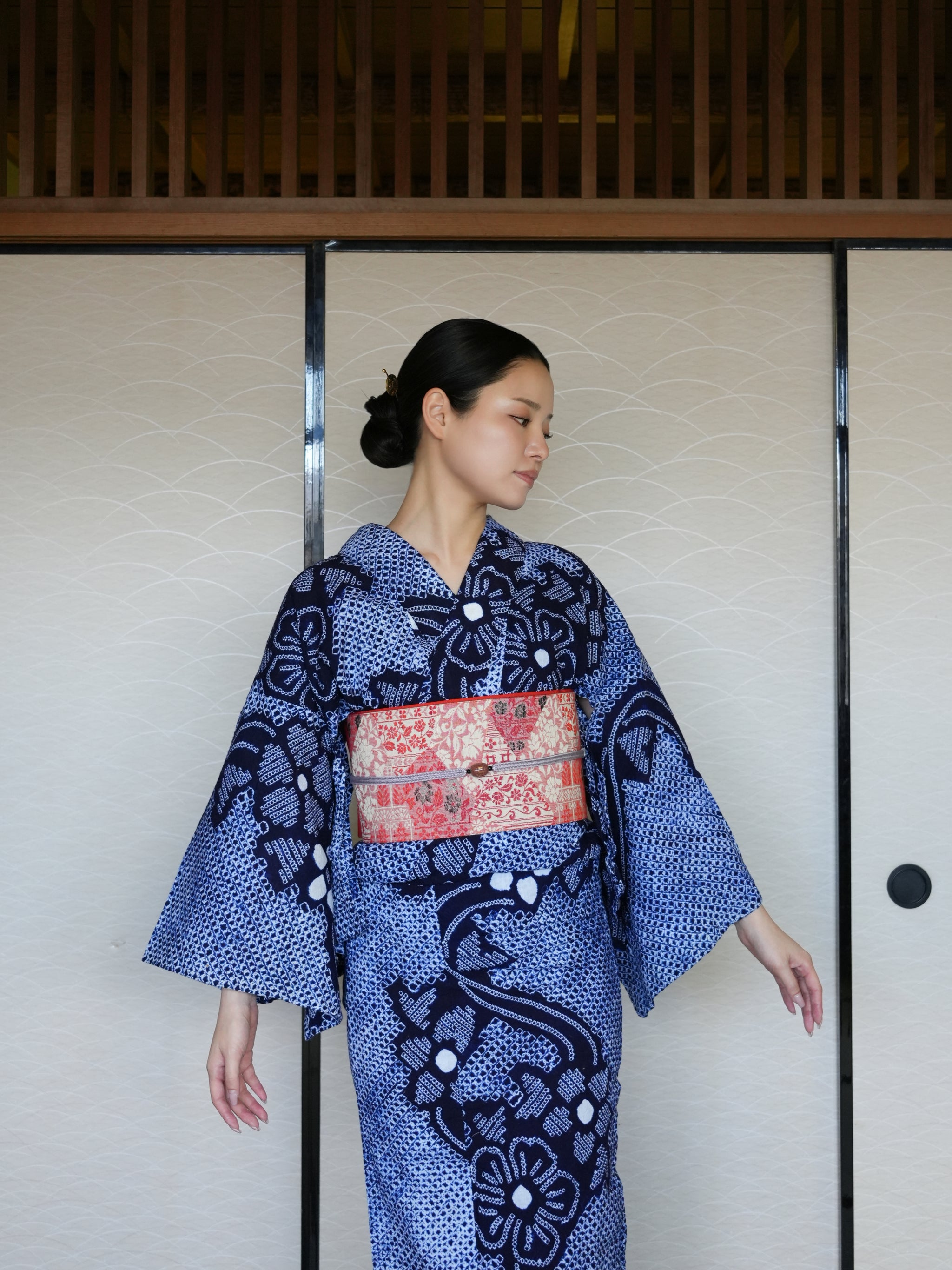 大人のセパレート浴衣４点セット｜有松鳴海絞り｜身長150-165.5cm｜Zivon