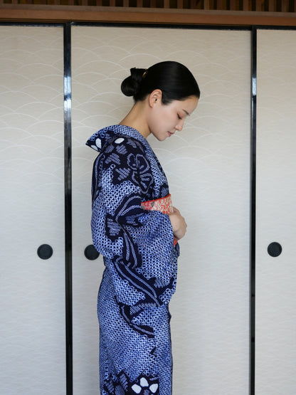 大人のセパレート浴衣４点セット｜有松鳴海絞り｜身長150-165.5cm｜Zivon