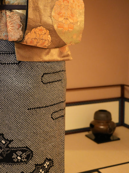 【レンタル】総絞り 訪問着 11点フルセット | 身長155-171cm | セパレート着物 | "Lunara"