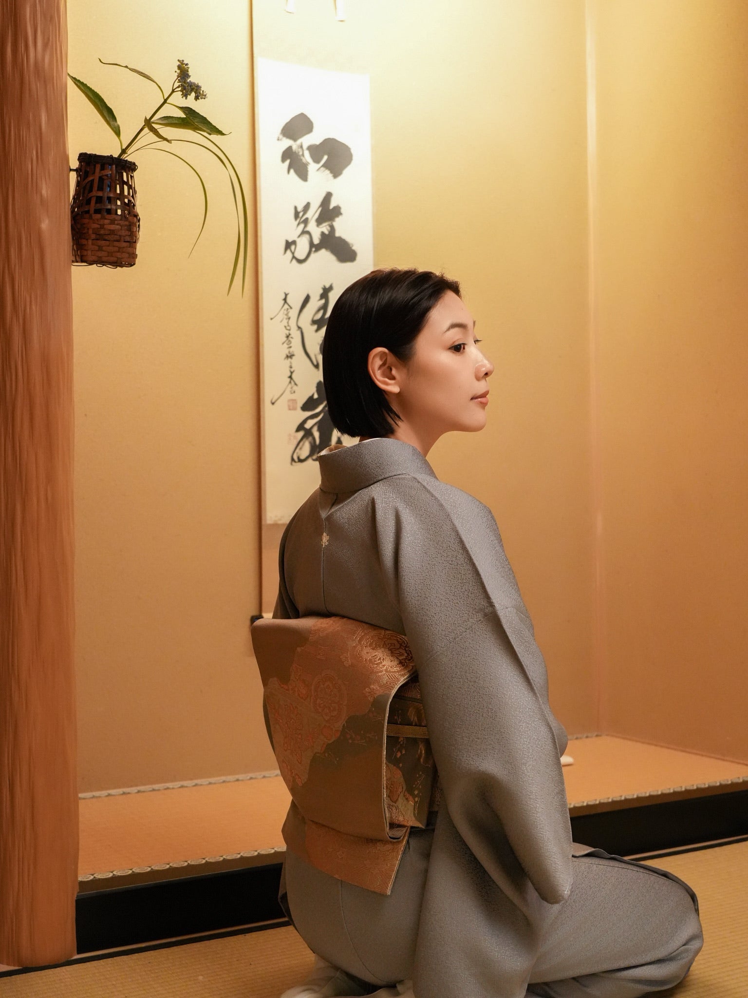 【はじめてのフルセット】色無地  一つ紋（フォーマル）｜身長155-171cm｜セパレート着物｜ 