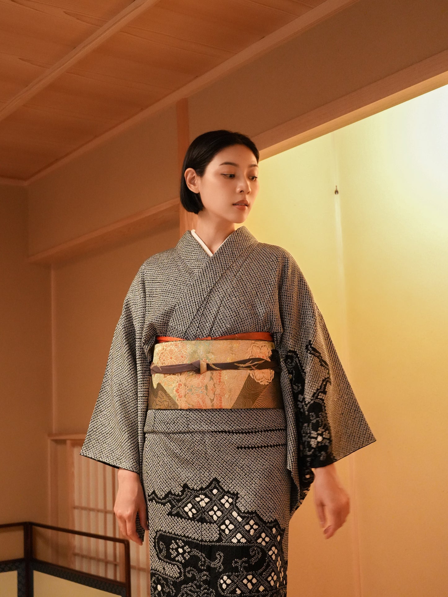 【レンタル】総絞り 訪問着 11点フルセット | 身長155-171cm | セパレート着物 | "Lunara"