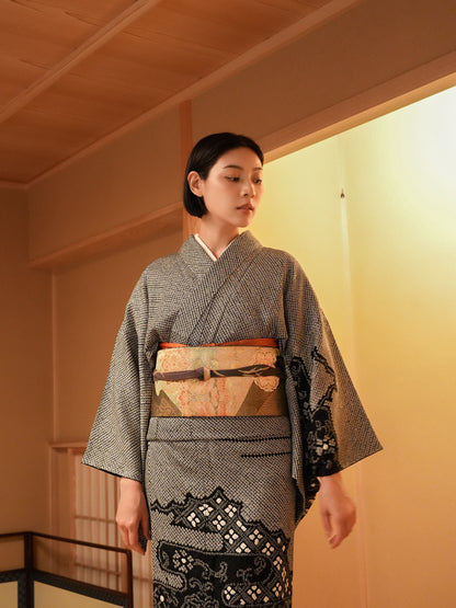 【レンタル】総絞り 訪問着 11点フルセット | 身長155-171cm | セパレート着物 | "Lunara"