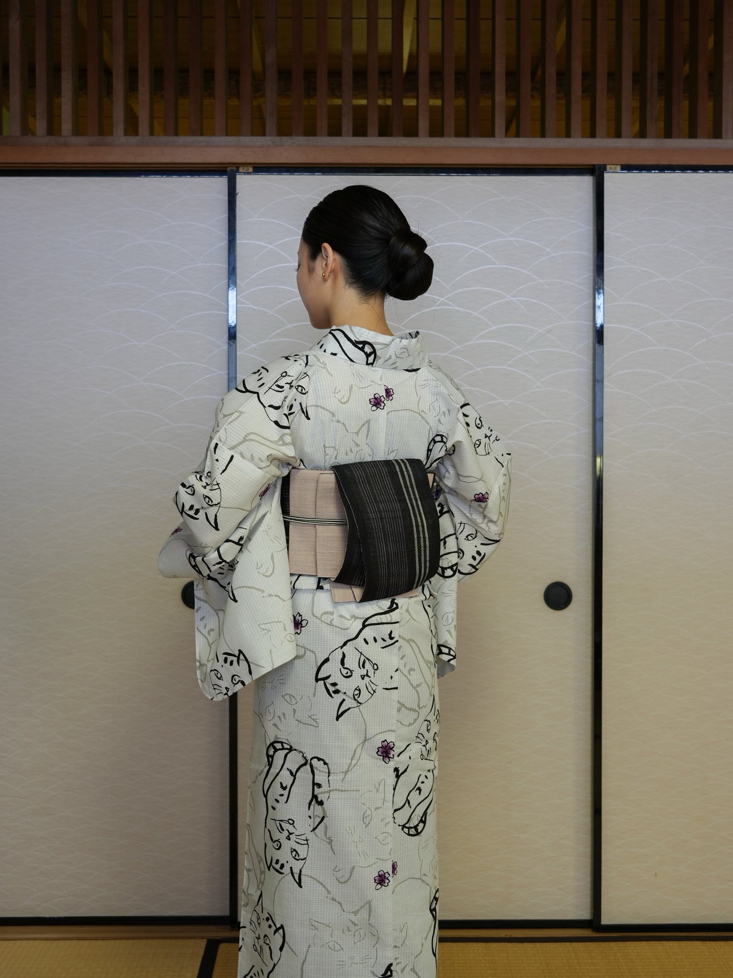 【３点セット】大人のセパレート浴衣｜未使用｜身長155-173cm｜ "cat"