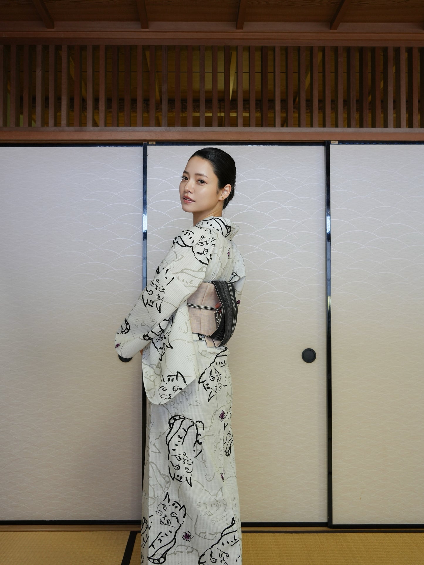 【３点セット】大人のセパレート浴衣｜未使用｜身長155-173cm｜ "cat"