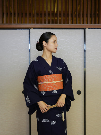 【３点セット】大人のセパレート浴衣｜未使用｜注染｜手縫い｜身長155-169cm｜ "Mikro"