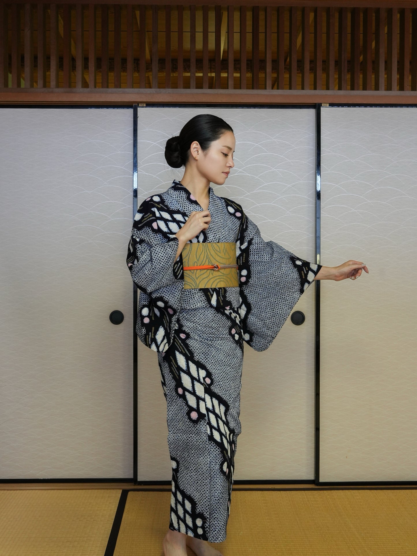 【３点セット】大人のセパレート浴衣｜有松鳴海絞り｜身長155-170cm｜ "Virox"